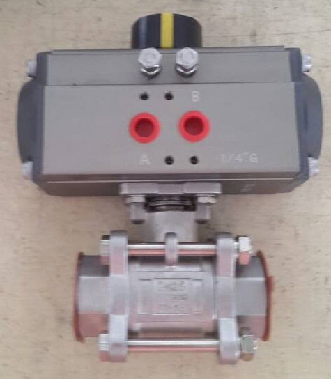 Stainless Steel Sanitary Ball Valve with 90° Pneumatic Actuator