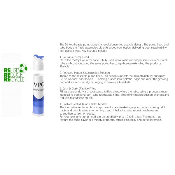 Easy Access Eco-friendly PP Material Toothpaste Pump Bottle Custom Label Available 100ml