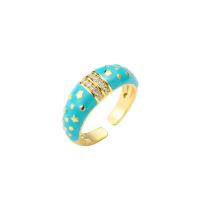 Os anéis de óleo de gotejamento do zircão abrem o zircão azul Ring Star Gold Plated do vintage