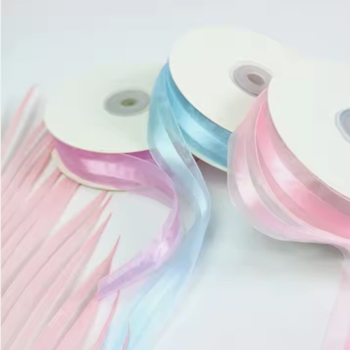 Polyester Double Face Organza Ribbon Roll 1 Inch Width for Wedding Craft Gift Bow
