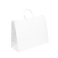 O costume por atacado dos sacos de papel do boutique imprimiu Logo Luxury White Paper Bag