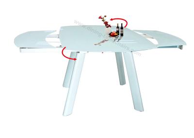Super White Tempered Glass Dining Table , Horsebelly Extension Dining Table