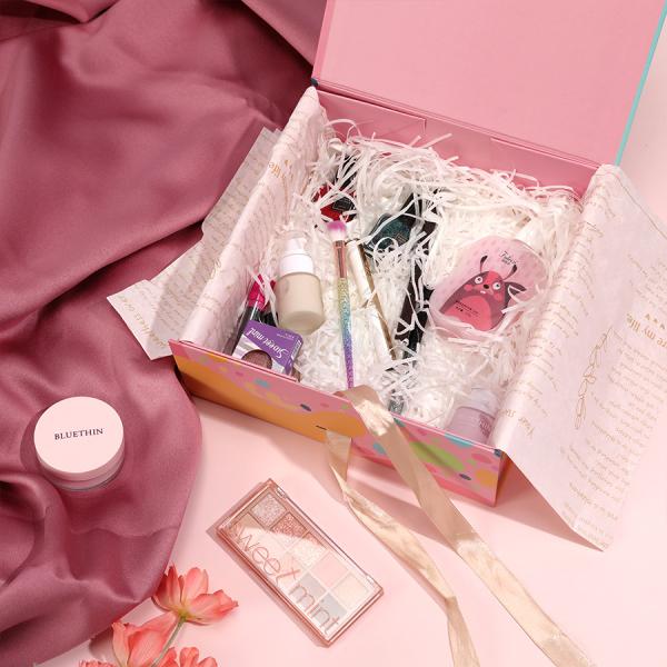 Custom Pink Reusable Magnetic Lid Box with Custom Logo and CMYK Pantone Colour Printing