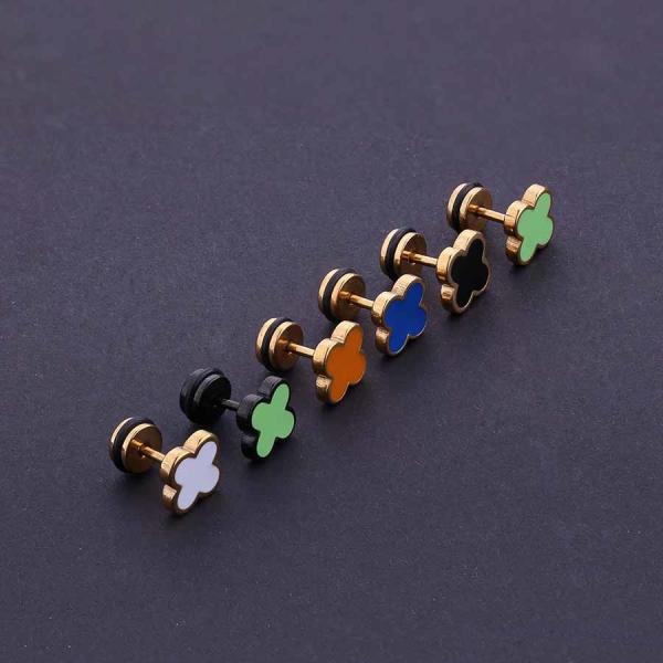 Poland Popular Four Leaf Clover Earrings Stud Earrings Stainless Steel Earrings
