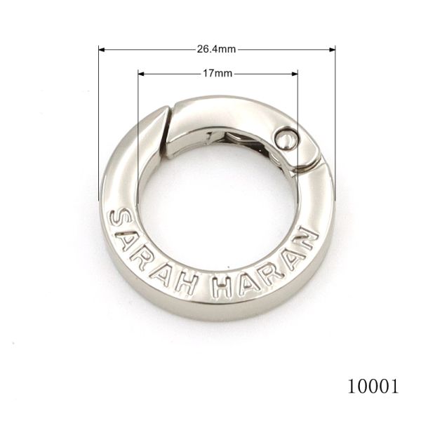 Decorative Bag Accessories Silver Plated Engraved Spring Gate Ring Clasp with Personalized Logo