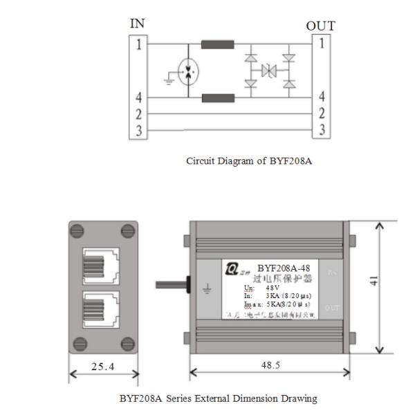 Тип 170V 5kA 48V ограничителя перенапряжения BYF209 /208A сигнала