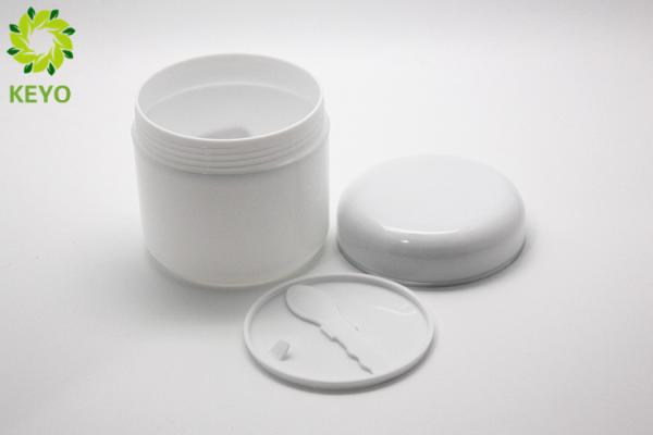 PP Plastic Body Cream Jars 300g White Color Wide Mouth Type With Spoon