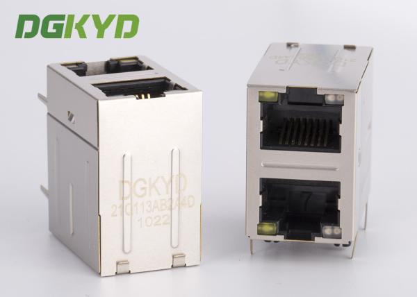 Os ethernet do gigabit empilham o conector do porto duplo RJ45 com o transformador para ethernet industial