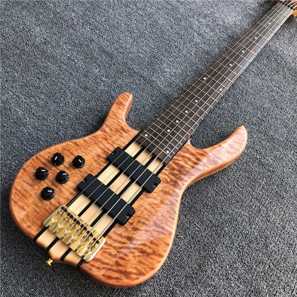 Ken Smith 6 strings Electric Bass Guitar,Burst maple top Active pickups Guitar Bass Golden hardware