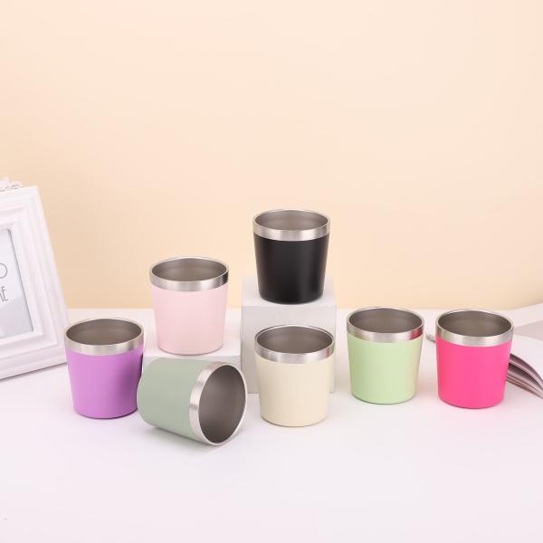 8oz/12oz Customized Double Wall Stainless Steel Mug Stainless Steel Vacuum Insulated Tumbler With Plastic Bpa Free Lid Easy To Clean