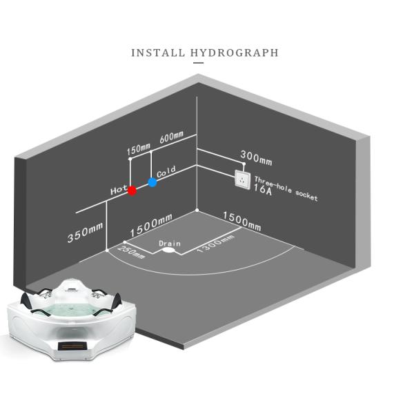 Freestanding 60 функция радио водоворота 1560x800mm ванн воздушной струи дюйма