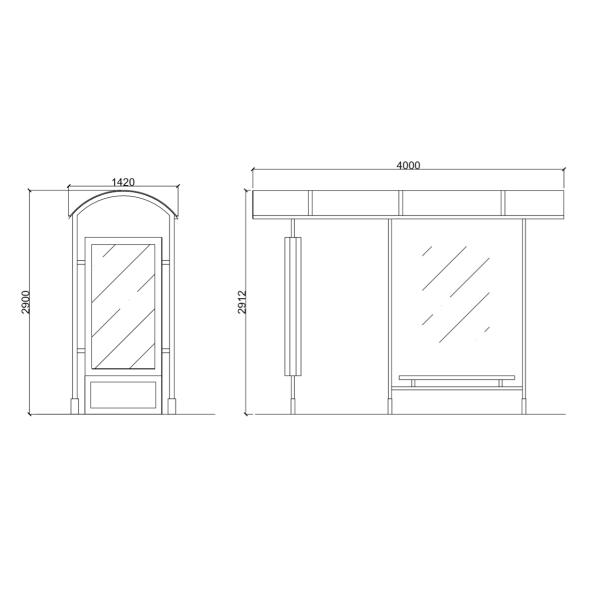 H2900mm Aluminum Bus Shelter