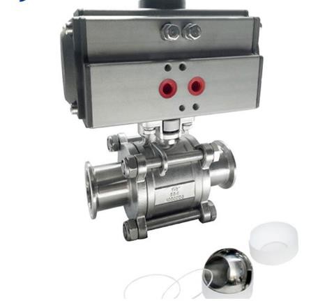 Pneumatic DN10~DN100 1/2in 3 Way Sanitary Ball Valve With Spring Actuator
