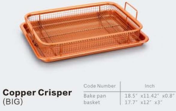 As seen on TV Air Fryer copper crisper chef baking tray set copper basket gotham copper bakeware