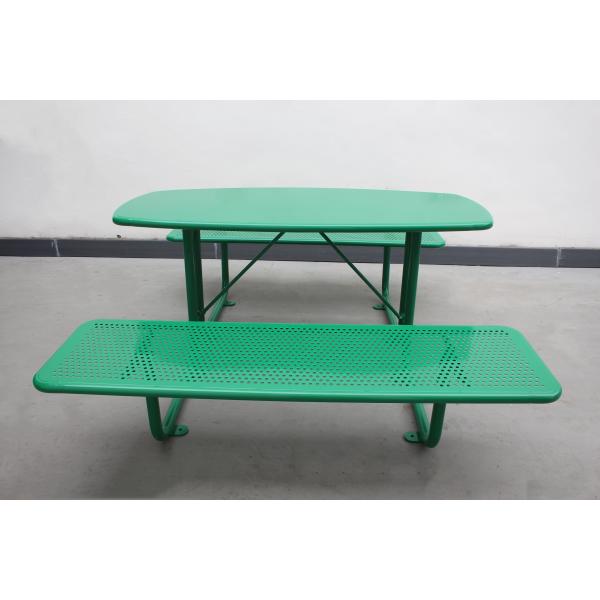 Metal Green Color Outdoor Picnic Tables Chair Set 1600mm Length