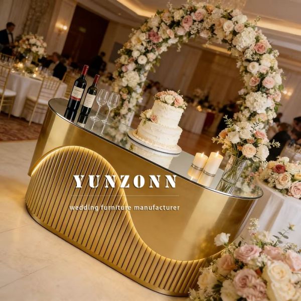 2026 New Design Modern Design Gold Stainless Steel Fashionable bar Counter and Reception