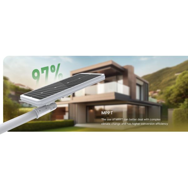 50000h Lifespan Solar LED Street Light with 12 Hours Lighting Per Night and Operating Temp -20°~60°