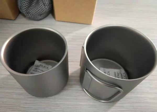 450ml Capacity Double Wall Utdoor Coffee Mugs Pure Titanium Natural Color