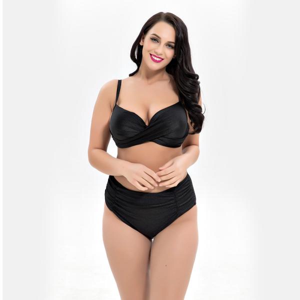 2019 New Plus Size Two piece Swimsuit solid color Swimsuit Women Push up 1929