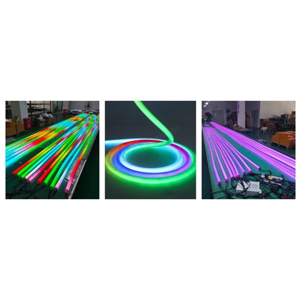 Black Silicone D25mm LED Neon Strip 360° Full Emitting DMX RGB Neon Tube Light
