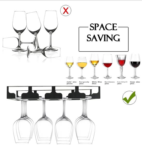 Detentor de vidro de vinho pendurado de metal para cozinha de bar