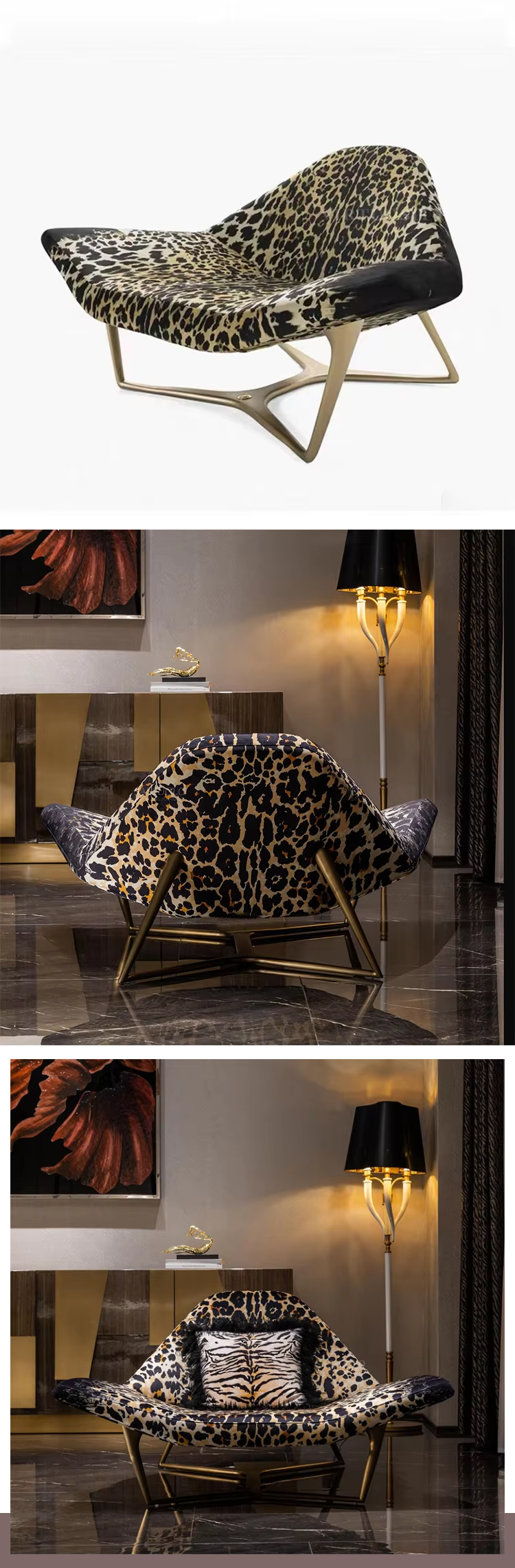 New Arrival Living Room Relax Chairs Modern Luxury Leopard Print Fabric Accent Lounge Chairs