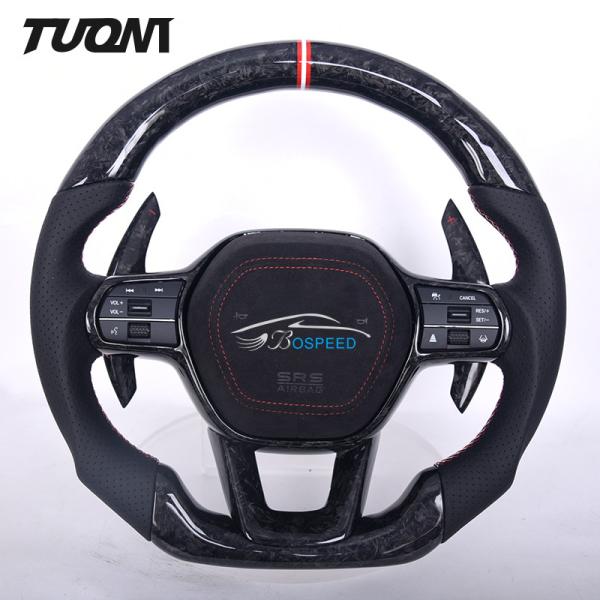 Accord Civic Honda Forged Carbon Fiber Steering Wheel Black Leather Custom