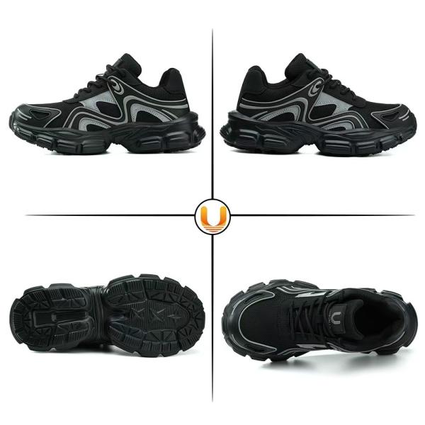 Fashionable Safety Shoes for Women Steel Toe Lightweight Shoes Black