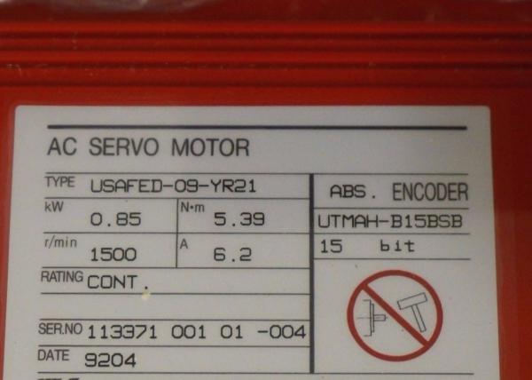 Original novo ELÉTRICO do SERVO MOTOR 100% da ROBÓTICA USAFED-09-YR21 de YASKAWA MOTOMAN