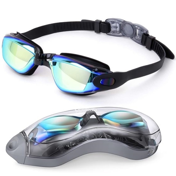 Fashionable Full Rim Anti Fog Swimming Goggles UV400 Protection For Adults