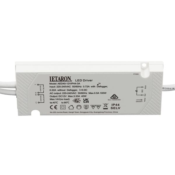 Letaron GenIII 40W 12V Mirror LED Driver with Defogger Relay and Cables