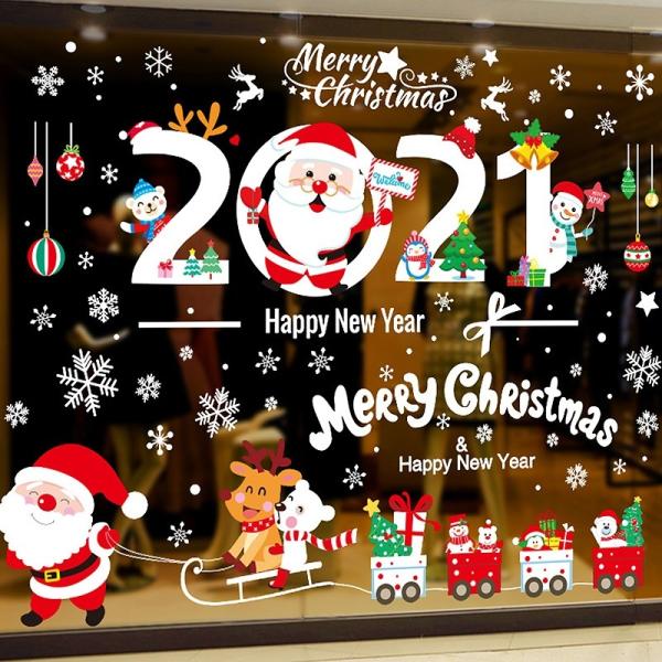Etiqueta de adesivos de selos de PET Adesivos de janelas de Natal para decorações domésticas