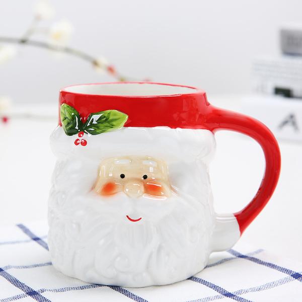 Custom 3D Ceramic Christmas Mug 8*10Cm Santa Reindeer Penguin Snowman For Hot Drinks