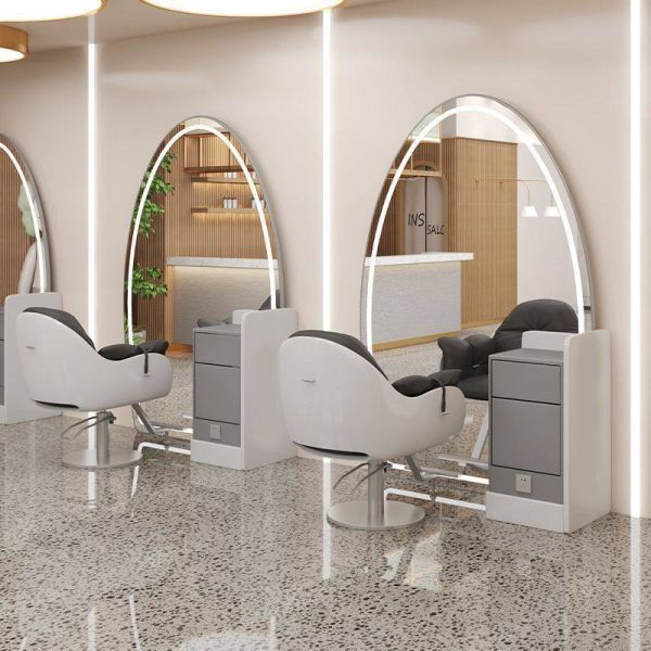 Luxury Salon Furniture Set LED Mirror Station Hairdressing Console with Drawers Barber Shop Special Styling Unit