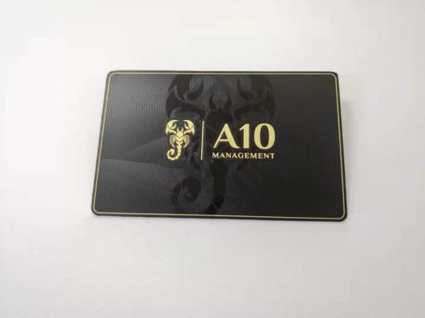 Brass Material Matte Black Metal Business Cards With Laser Engrave Gold Logo