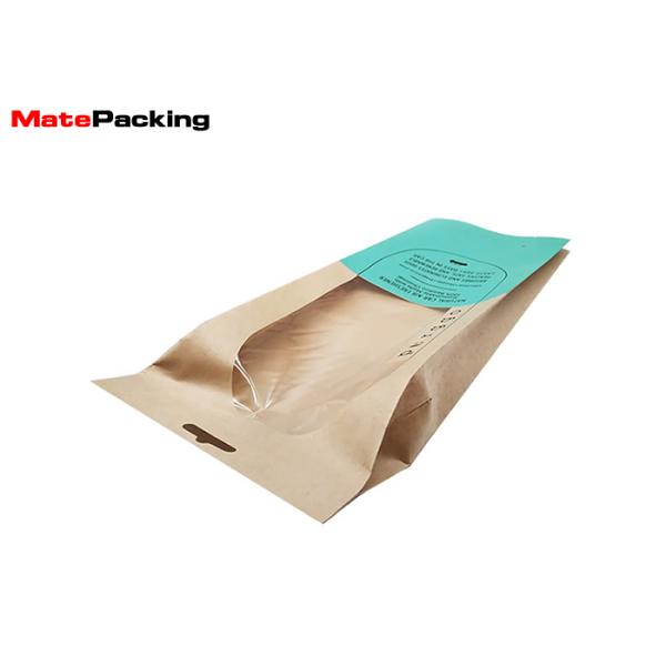 100% Bamboo Kraft Cookie Bags , Food Grade Kraft Paper Side Gusset Coffee Bags