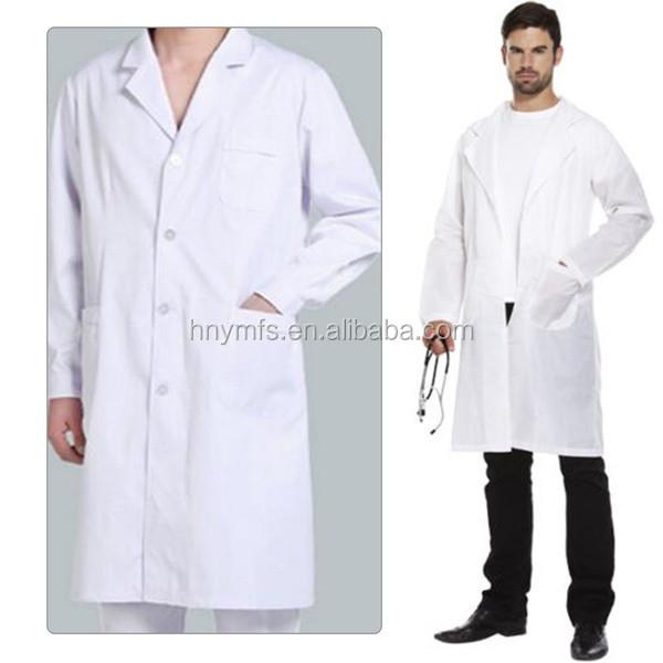 Long Sleeve Officer Collar White Medical Doctor Hospital Dress Female Male