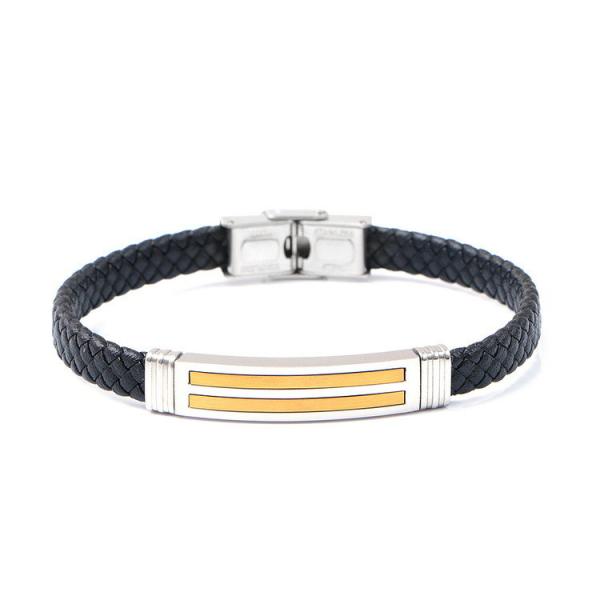 Leather rope bracelet trendy retro leather woven stainless steel men's bracelet fashionable