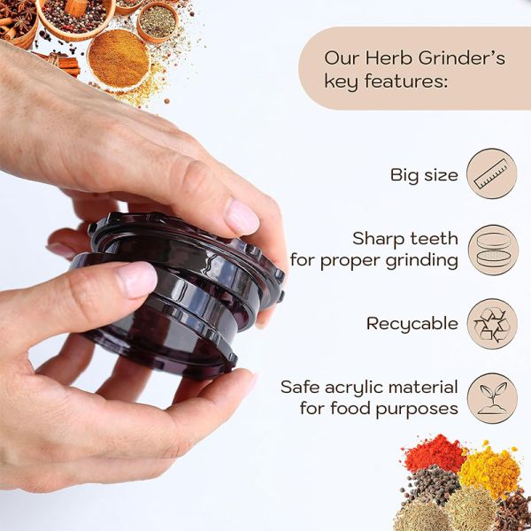 Portable Double Sided Manual Sublimation Herb Grinder With Printable Acrylic Blanks Plastic Small Spice Grinder With Storage