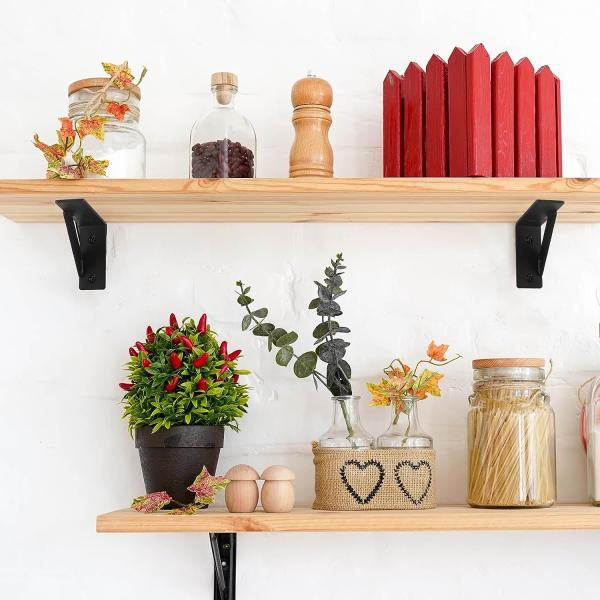 Standard Black Metal Braces for Wood Large Fireplace Mantel Triangle Angle Brackets