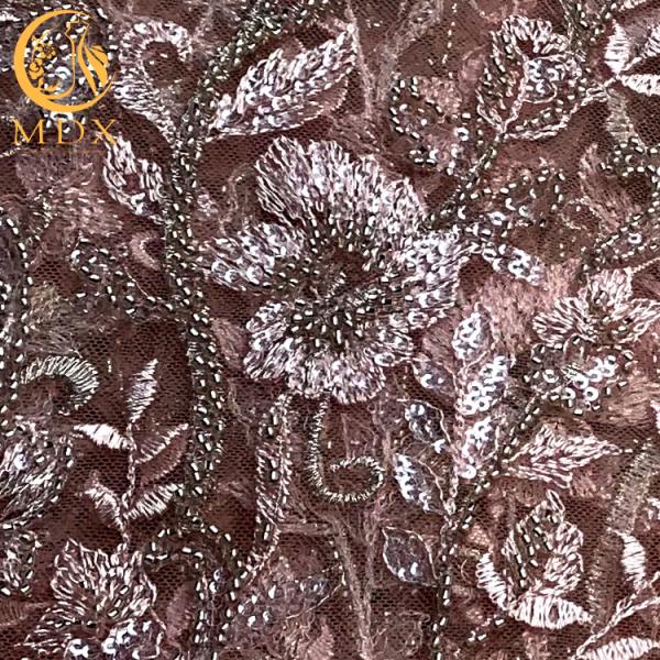 Ширина тканей нигерийская вышитая бисером 140cm шнурка свадьбы сетки вышивки