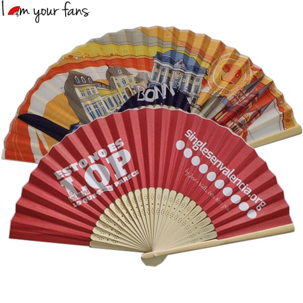 21cm Bamboo Ribs One Side Paper Custom Printing 23cm High Quality Bamboo Crafts Gift Hand Holding Fan