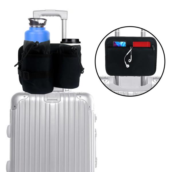 Luggage Travel Cup Holder Durable Free Hand Fits All Suitcase Handles