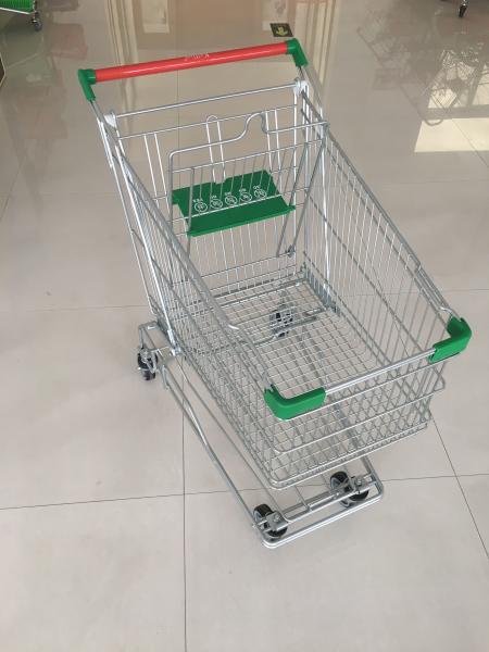 Professional 125 Liter Wire Grocery Cart With Wire Mesh Base Grid , ROHS