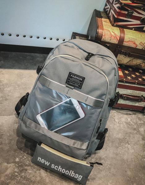 Korean version of the couple transparent solid color cloth standard letters multi-purpose backpack