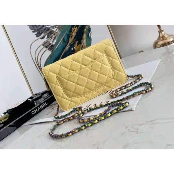 Inclined Shoulder Cowhide 19cm Luxury Brand Wallet With Chain