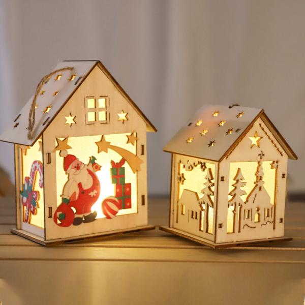 Décorations de maison de neige de Noël en bois Décorations de Noël