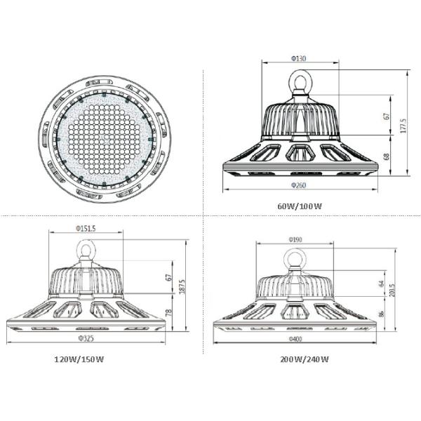 UFO Industrial High Bay Lights 130lm/W , Led High Bay Fixtures Die - Casting Aluminum Material