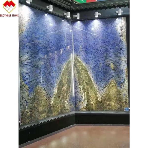 Polished Dream Sapphire Blue Onyx Quartzite Slabs Luxury Stone Backlit Translucent