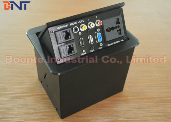 Humanization Desktop Power Sockets With Laser Logo , Conference Table Pop Up Box
